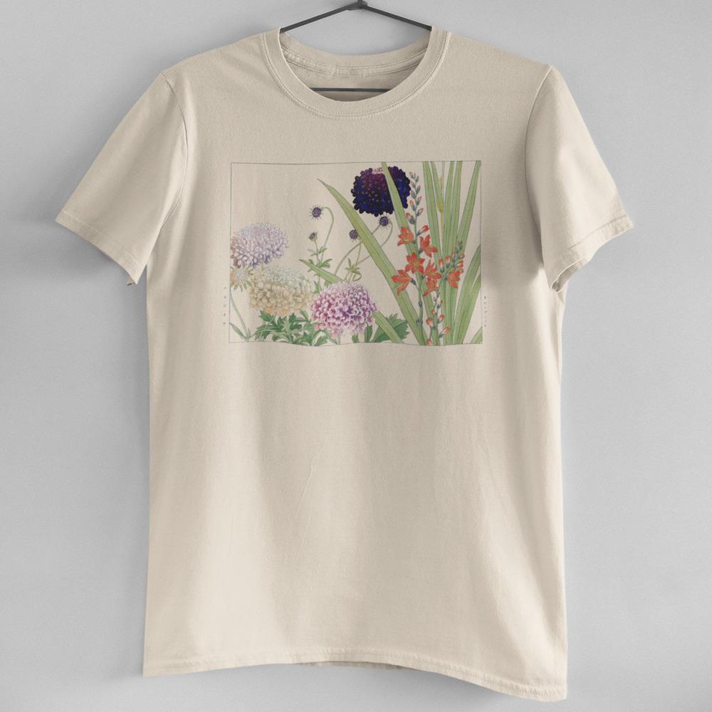 Scabiosa & Montbretia Flower Natural Tee